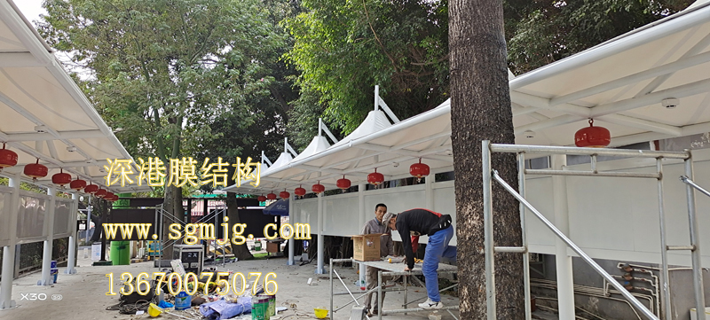 深圳市南山农批市场充电桩膜结构雨棚工程顺利完工