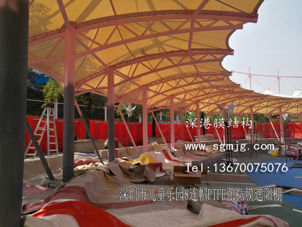 2019年深圳市儿童乐园PTFE张拉膜遮阳棚项目竣工